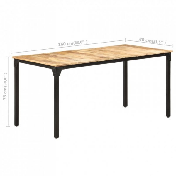 Stół jadalniany, 160 x 80 x 76 cm, surowe drewno mango