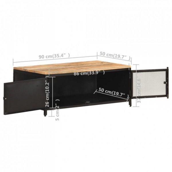 Stolik kawowy, 90x50x37 cm, lite, surowe drewno mango