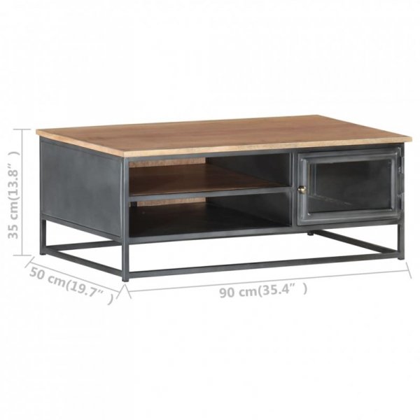 Stolik kawowy, szary, 90x50x35, lite drewno akacjowe