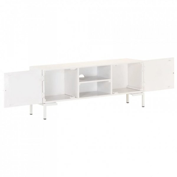 Szafka pod TV, biała, 115x30x46 cm, lite drewno mango