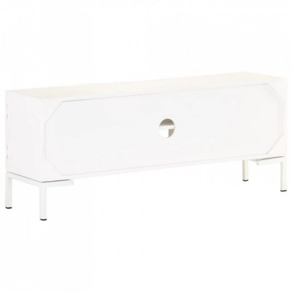Szafka pod TV, biała, 115x30x46 cm, lite drewno mango