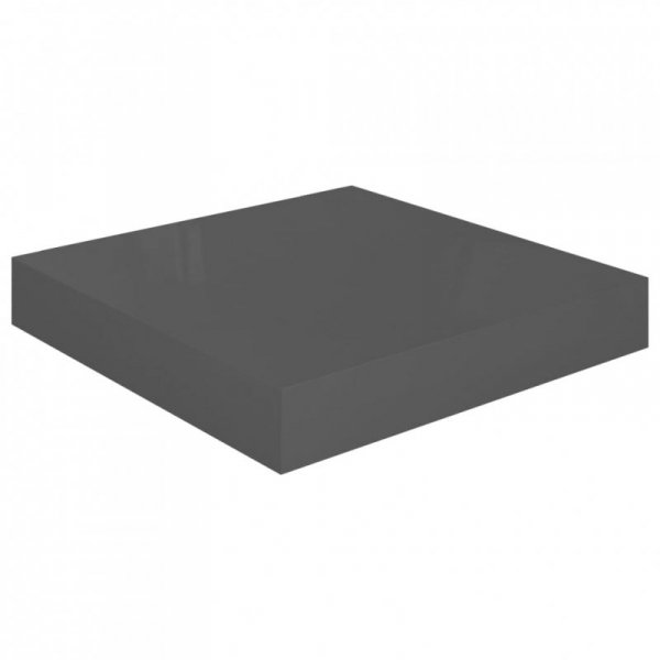 Półki ścienne, 4 szt., szare, wysoki połysk, 23x23,5x3,8cm, MDF