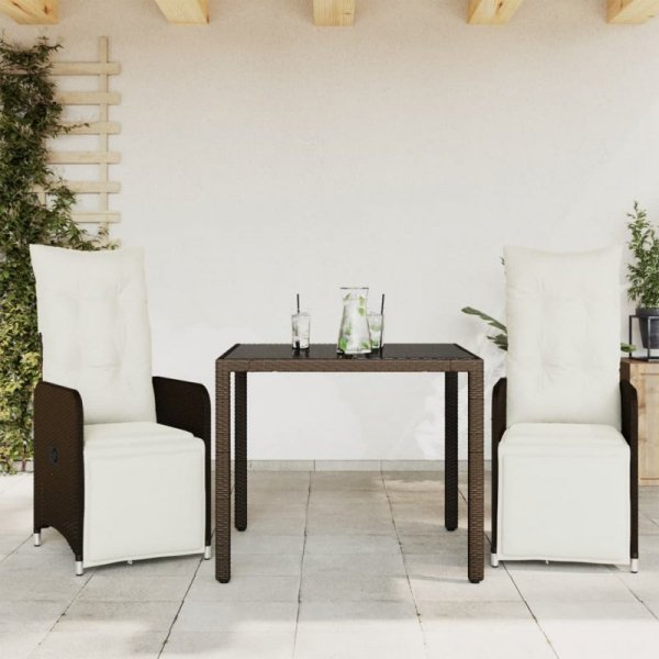 3-cz. zestaw ogrodowych mebli bistro, brązowy, polirattan