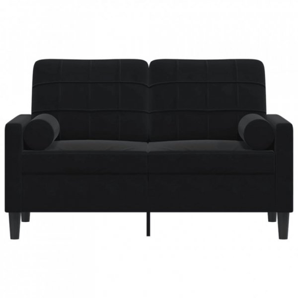 2-osobowa sofa z poduszkami, kolor czarny, tkanina aksamit, szerokość 120 cm