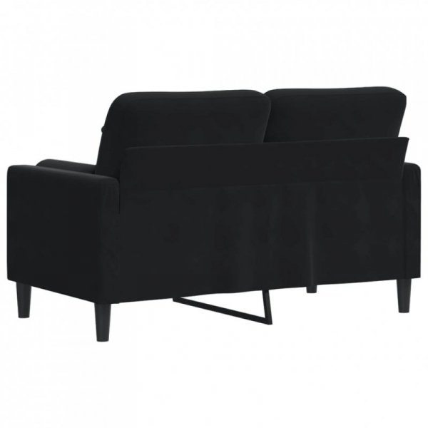 2-osobowa sofa z poduszkami, kolor czarny, tkanina aksamit, szerokość 120 cm