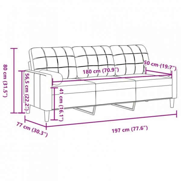 3-osobowa sofa z poduszkami, różowa, 180 cm, aksamit