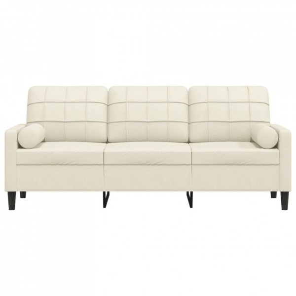 3-osobowa sofa z poduszkami, kremowa, 180 cm, aksamit