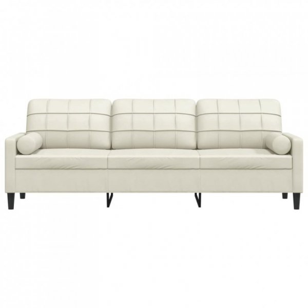 3-osobowa sofa z poduszkami, kremowa, 210 cm, aksamit