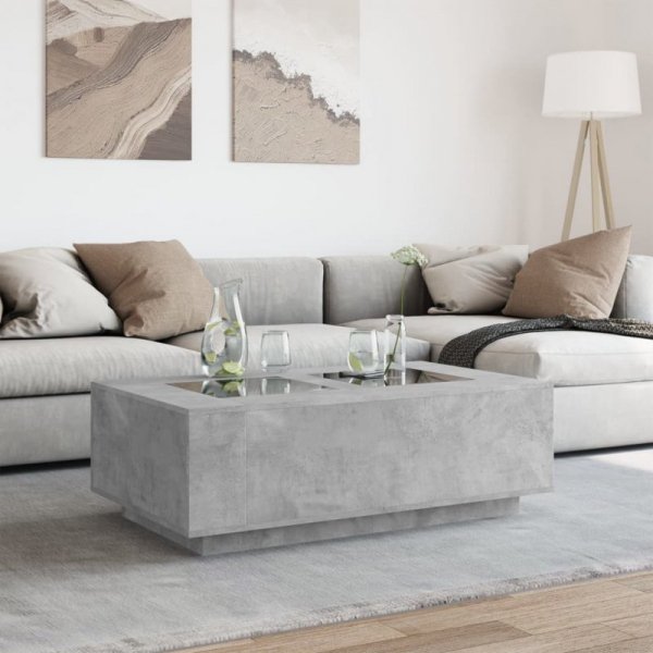 Stolik kawowy z LED Infinity, szarość betonu, 116x69x40 cm