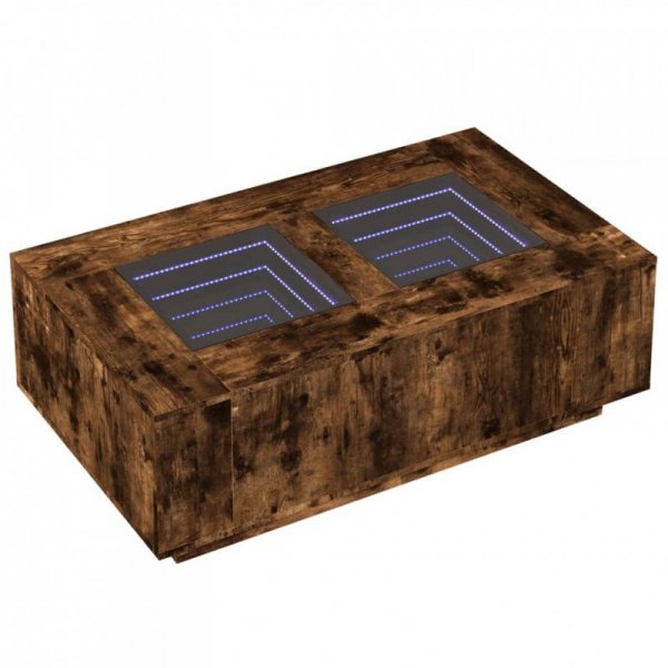 Stolik kawowy z LED Infinity, przydymiony dąb, 116x69x40 cm
