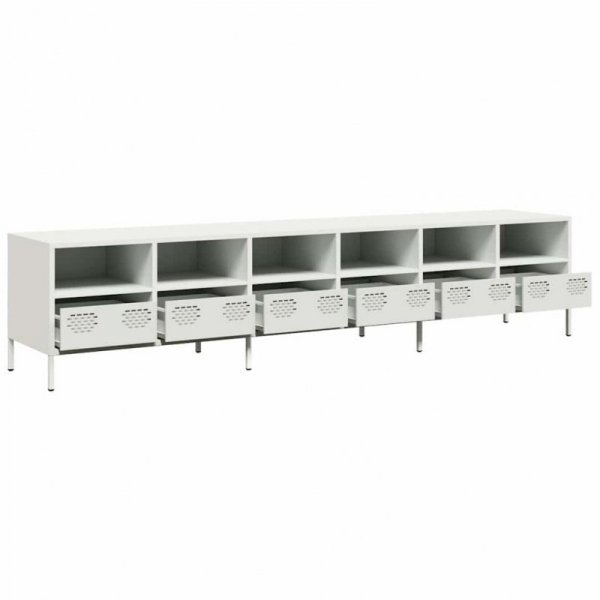 Szafka RTV, biała, 202x39x43,5 cm, stal walcowana na zimno