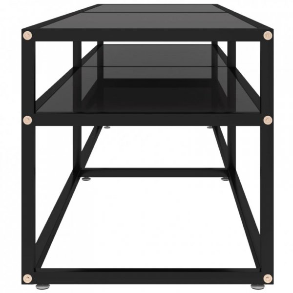 Szafka pod TV, czarna, 160x40x40,5 cm, hartowane szkło