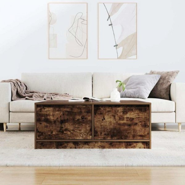Stolik kawowy z szufladami Dąb wędzony 100x100x40 cm