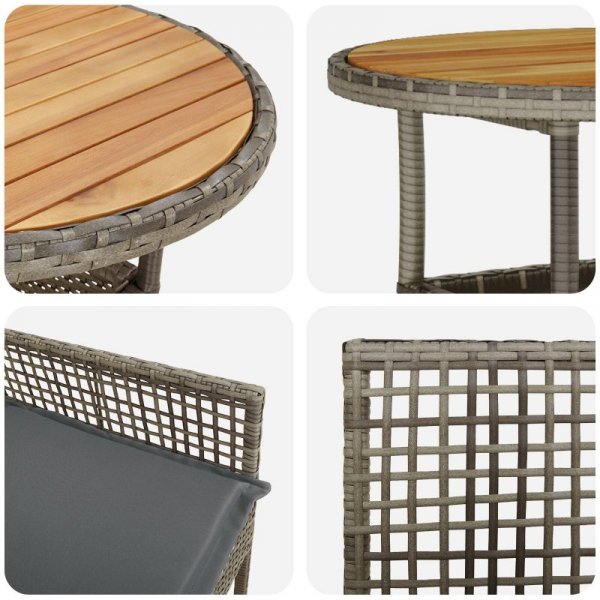 Zestaw Mebli Jadalnych 3-częściowy Szary Rattan, Metal