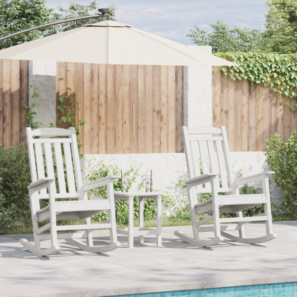 Krzesełka bujane  2 sztuki Białe 70x92x107.5 cm HDPE, Krzesełko bujane  Białe 70x92x108 cm HDPE