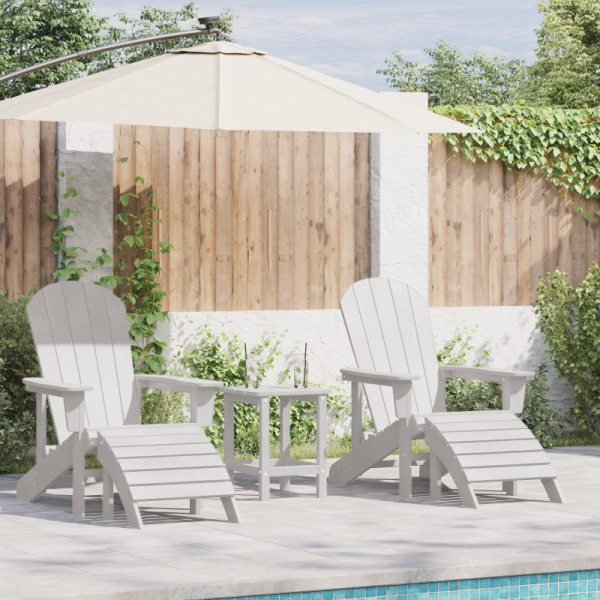 Krzesła Adirondack  z podnóżkami 2 szt. Białe HDPE, Krzesło Adirondack  z podnóżkiem Białe HDPE