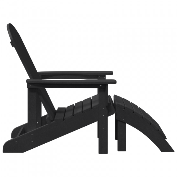 Krzesła Adirondack z podnóżkami 2 szt Czarne HDPE,  Krzesło Adirondack z podnóżkiem Czarne HDPE