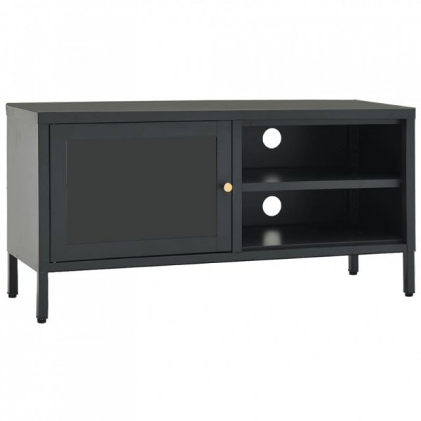 Szafka pod telewizor, antracytowa, 90x30x44 cm, stal i szkło