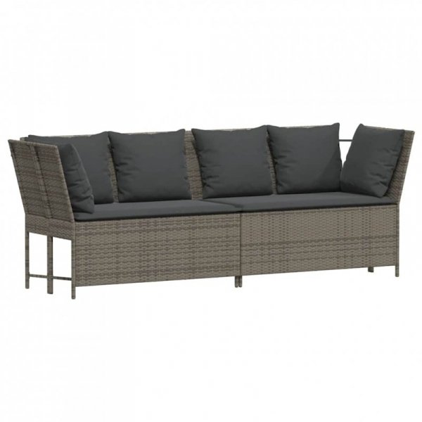Sofa ogrodowa z poduszkami, szara, polirattanowa
