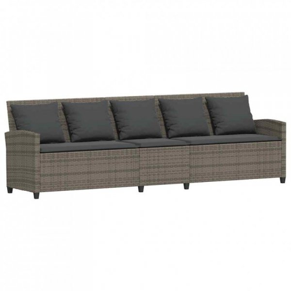 Sofa ogrodowa z poduszkami, szara, polirattanowa