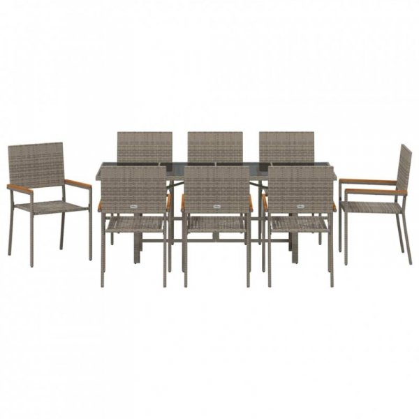 Zestaw do jadalni w ogrodzie 9 pcs Szary 190 x 80 x 75 cm