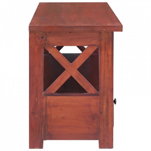 Szafka pod TV, brązowa, 115x30x40 cm, lite drewno mahoniowe