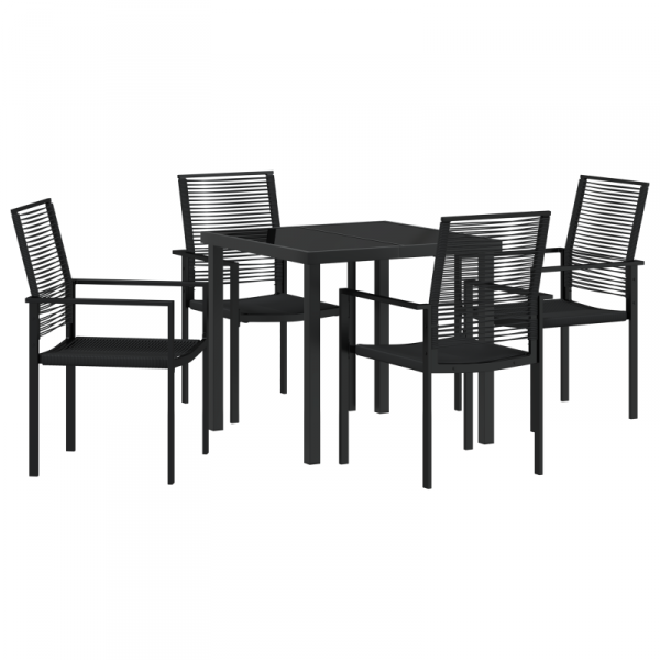 5-częściowy zestaw mebli ogrodowych czarny PVC rattan
