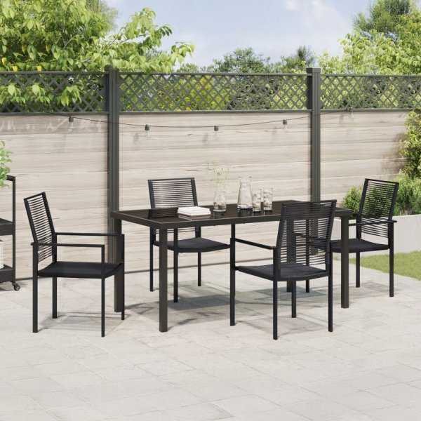 5-częściowy zestaw do jadalni ogrodowej  czarny PVC rattan