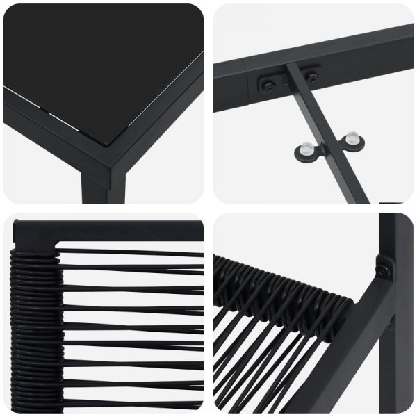 Zestaw 9-elementowy do jadalni ogrodowej Czarny PVC Rattan