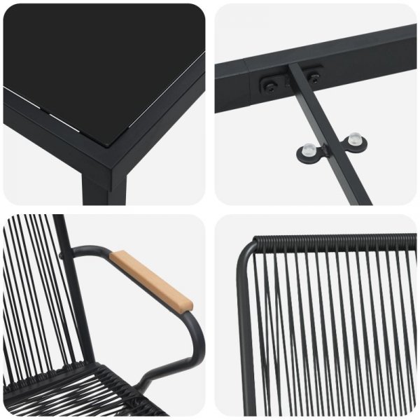Zestaw Jadalniany  9 Części Czarny Rattan PVC