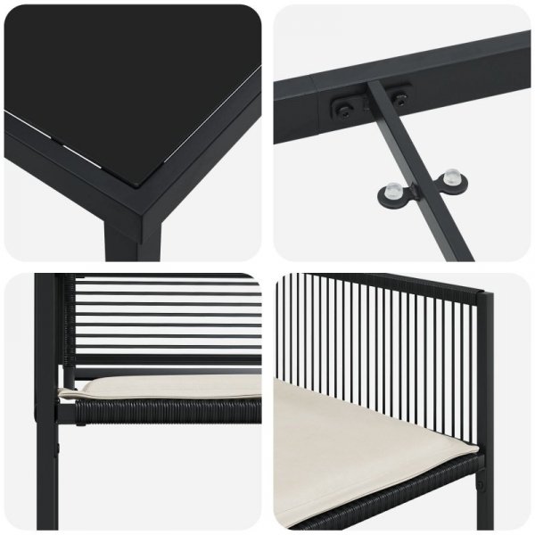 Zestaw 5 krzeseł do jadalni ogrodowej z poduszkami Black Poly Rattan