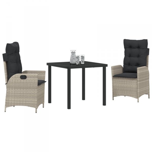 Zestaw 2 Jasnoszary, Antracytowy Rattan PE, Stal malowana proszkowo