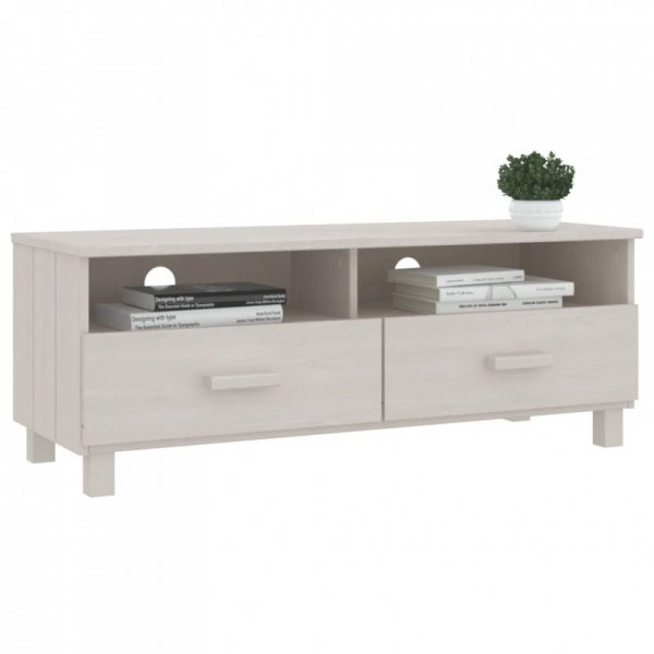 Szafka pod TV HAMAR, biała, 106x40x40 cm, lite drewno sosnowe