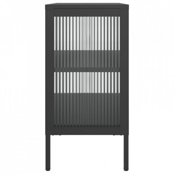Szafka, czarna, 70x35x70 cm, szkło i stal