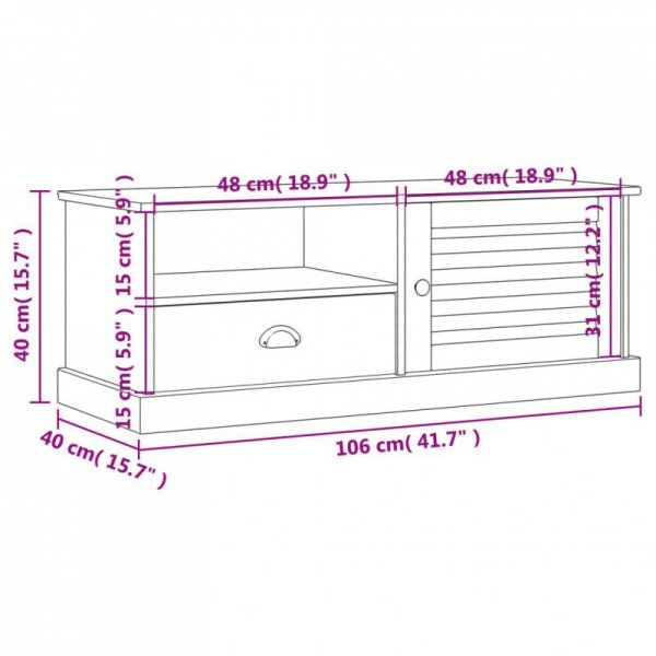 Szafka pod TV VIGO, 106x40x40 cm, lite drewno sosnowe
