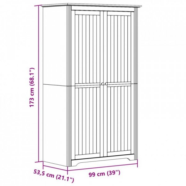 Szafa BODO, szara, 99x53,5x173 cm, lite drewno sosnowe