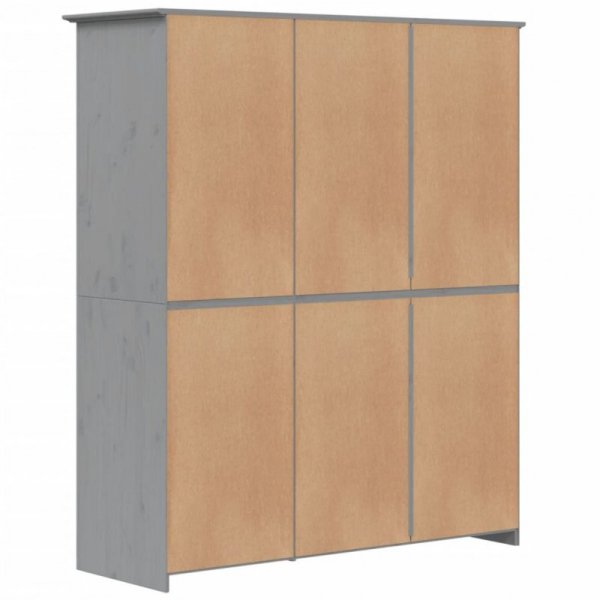 Szafa BODO, szara, 146x53,5x173 cm, lite drewno sosnowe