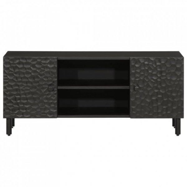 Szafka pod telewizor, czarna, 105x33x46 cm, lite drewno mango