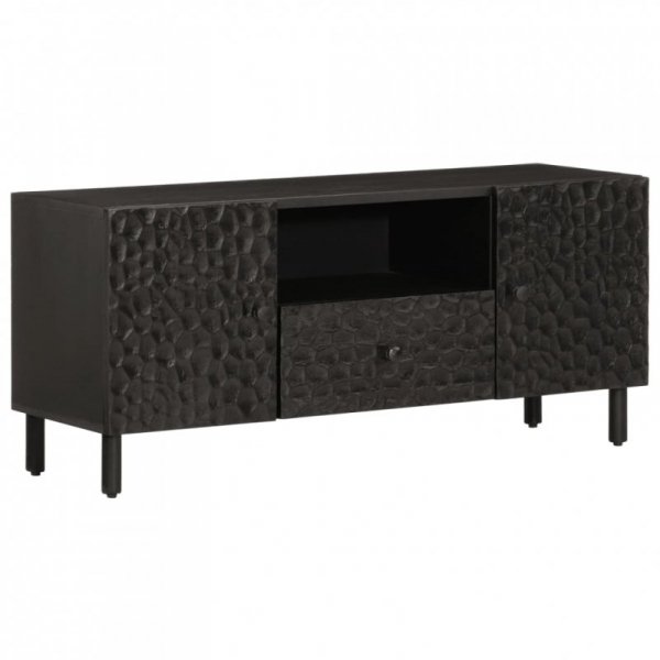 Szafka pod telewizor, czarna, 105x33x46 cm, lite drewno mango