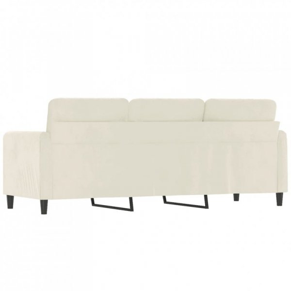 Sofa 3-osobowa, kremowy, 180 cm, tapicerowana aksamitem