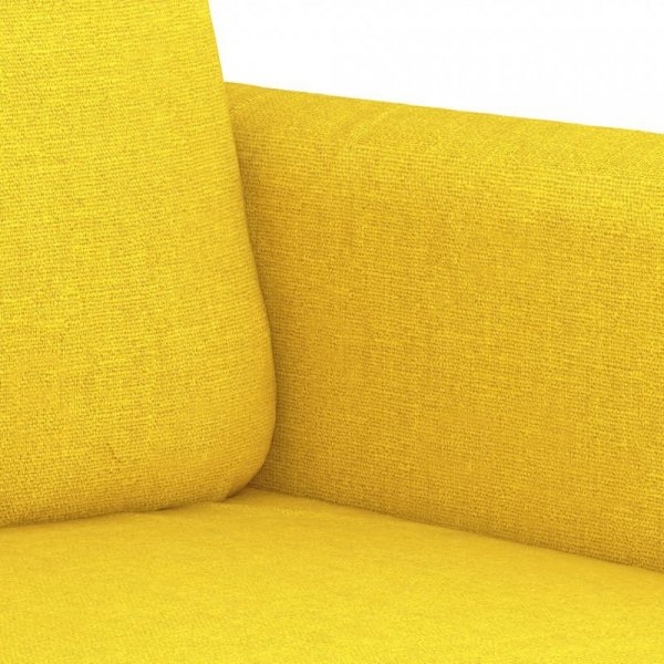 Sofa 2-osobowa, jasnożółta, 120 cm, tapicerowana tkaniną