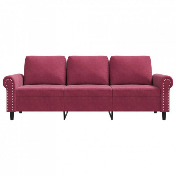 Sofa 3-osobowa, winna czerwień, 180 cm, obita aksamitem