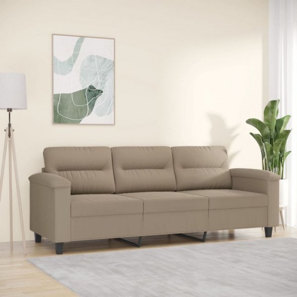 3-osobowa sofa, taupe, 180 cm, tapicerowana mikrofibrą