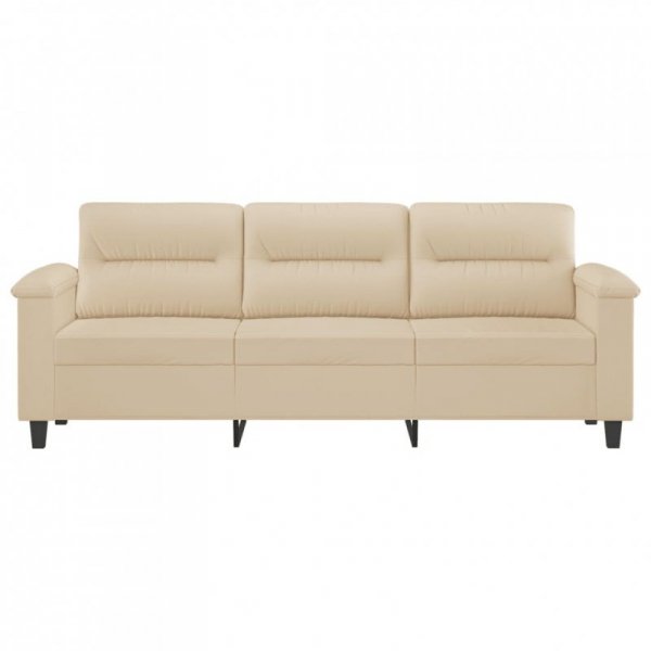 3-osobowa sofa, kremowa, 180 cm, tapicerowana mikrofibrą