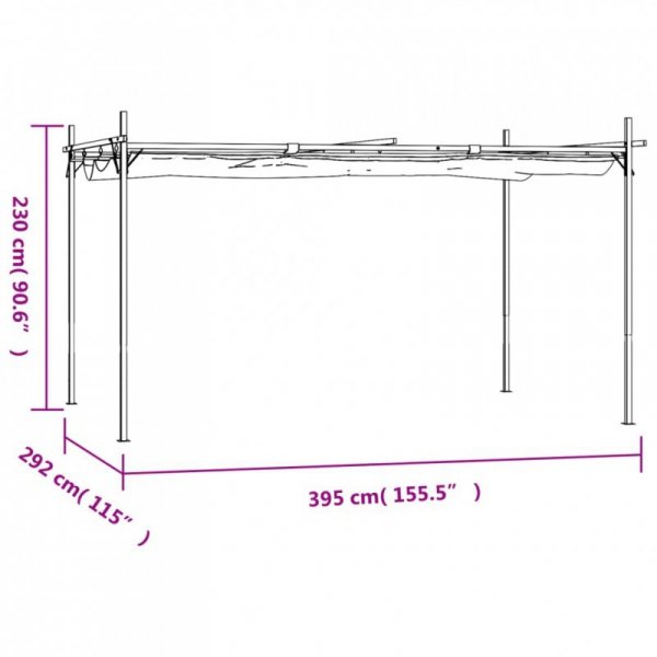 Pergola ze zwijanym dachem, taupe, 395x292x230 cm