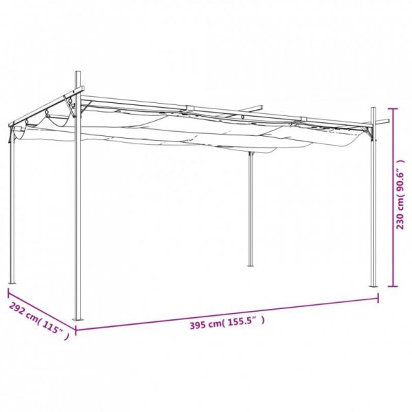 Pergola ze zwijanym dachem, taupe, 395x292x230 cm