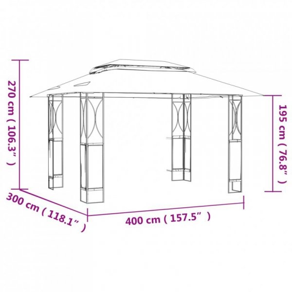 Altana z dachem, antracytowa, 400x300x270 cm, stal