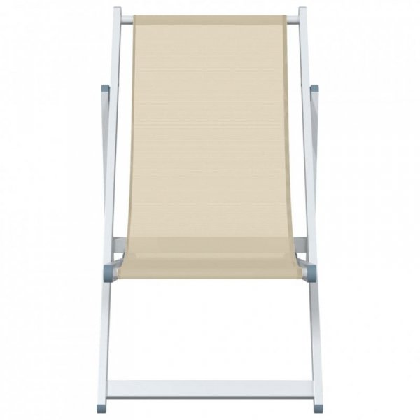 Składane krzesła plażowe, 2 szt, kremowe, aluminium i textilene