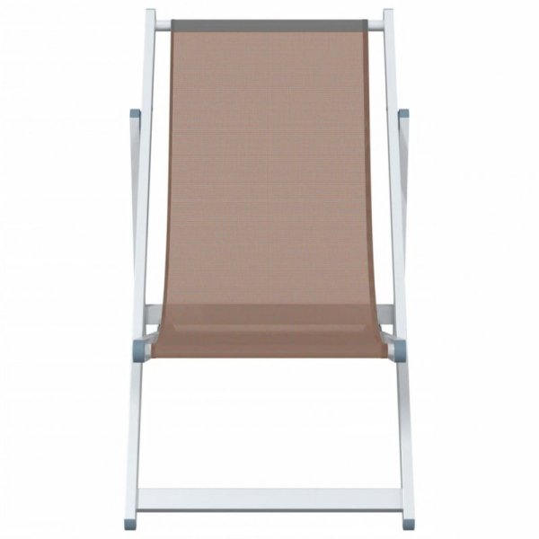Składane krzesła plażowe, 2 szt., brąz, aluminium i textilene