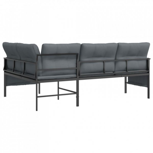 Ogrodowa sofa narożna, antracytowa, stal i textilene